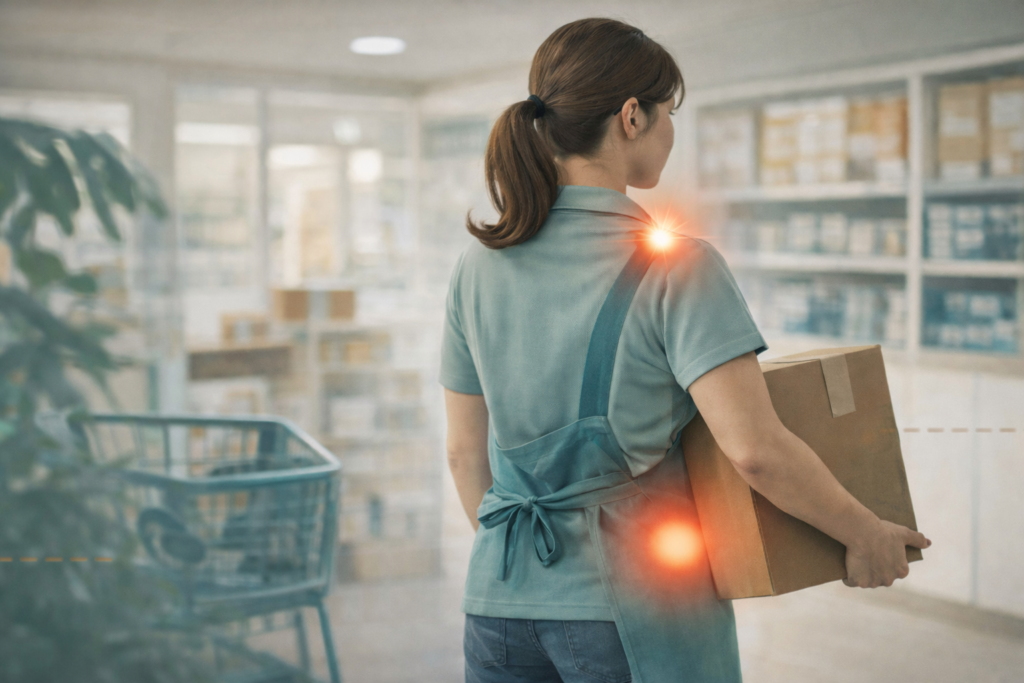 ouvrière entrain de porter une charge lourde